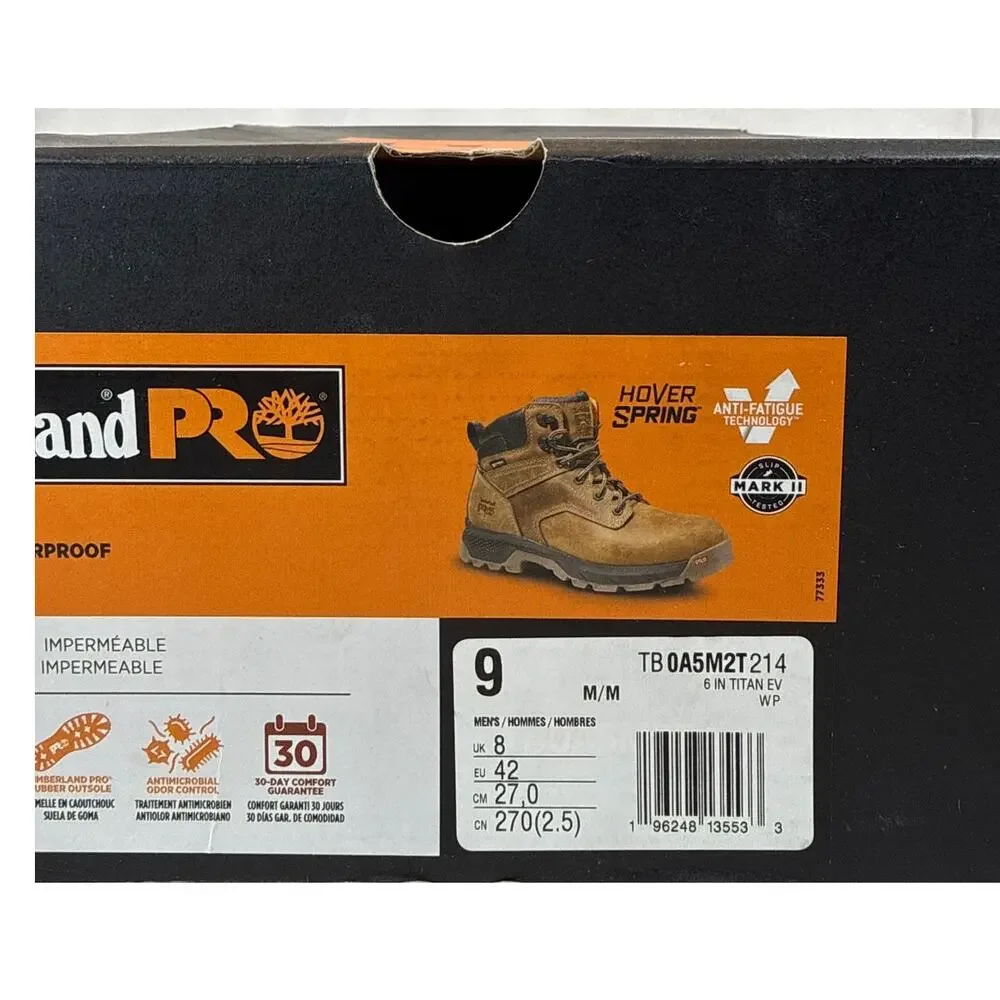 Timberland PRO Titan EV Work Boots Mens‎ 9 M Soft Toe Brown Leather WP Hover